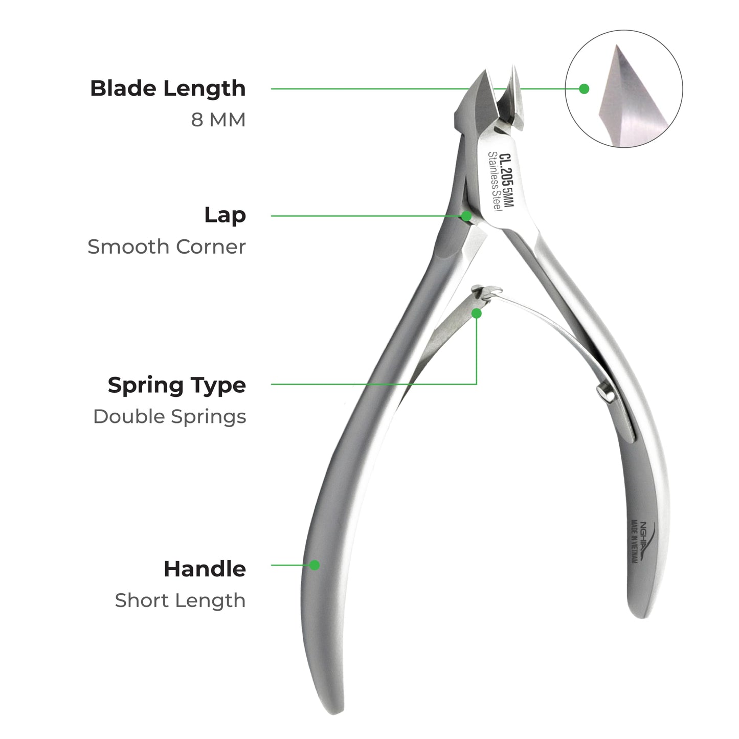 NGHIA Professional Cuticle Nipper CL-205 | Stainless Steel (6MM)