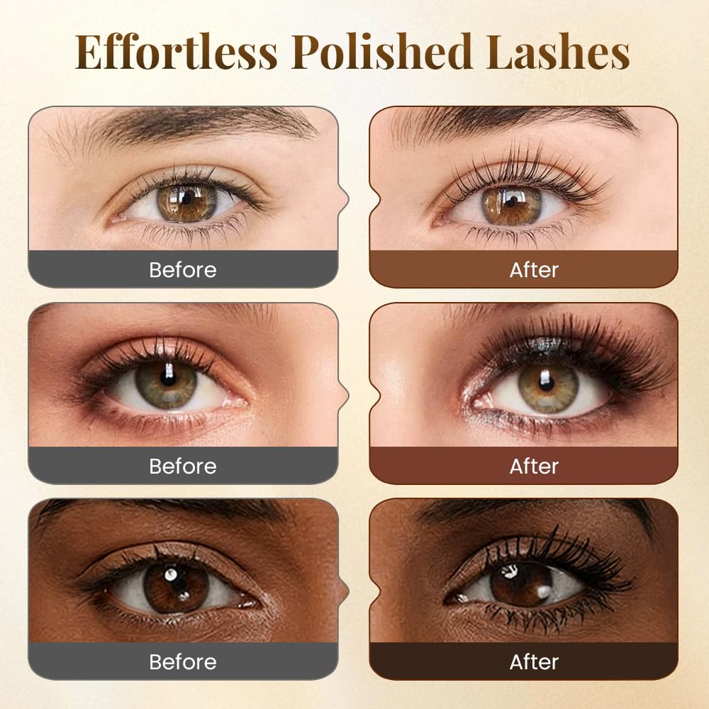 Mascara,Ultra-Fine Lengthening Waterproof Quick-Dry Mascara,3D Curling Eyelash Long Lasting Smudge Proof No Clumping (Black)