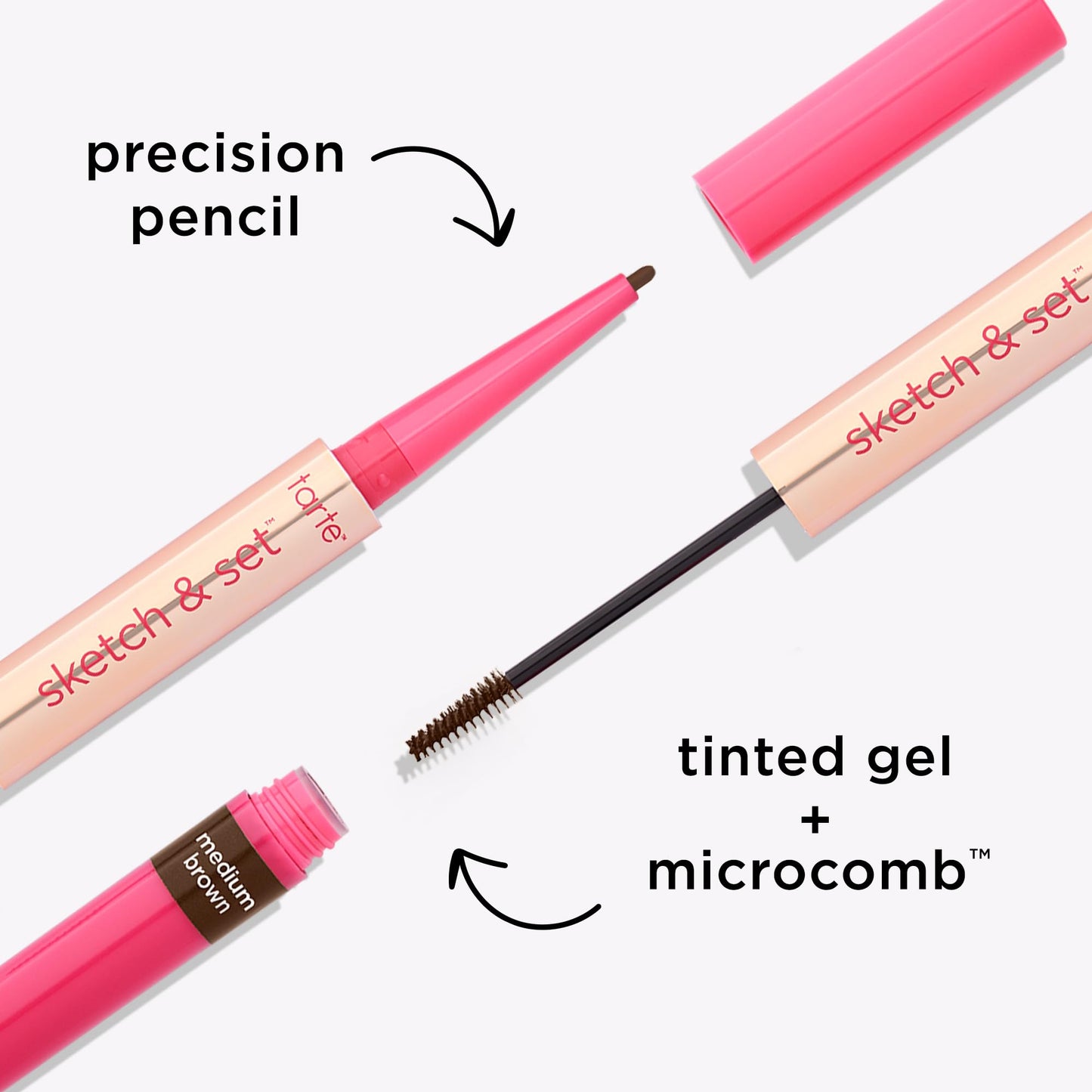 tarte big ego sketch & set brow pencil & tinted gel – 2-in-1 Precision Waterproof Eyebrow Pencil & Gel to Shape, Thicker-looking Brows, Vegan & Cruelty-Free, full size, golden blonde