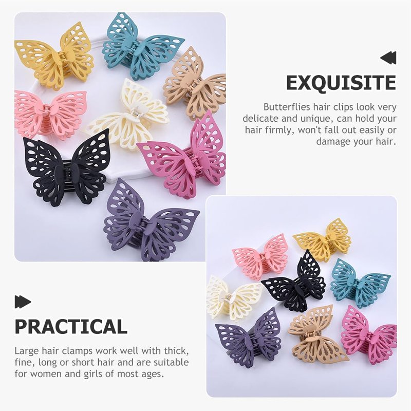 KALLORY Butterfly Hair Clips - 8 Large Claw Clips for Women & Girls | Stylish Hair Accessories