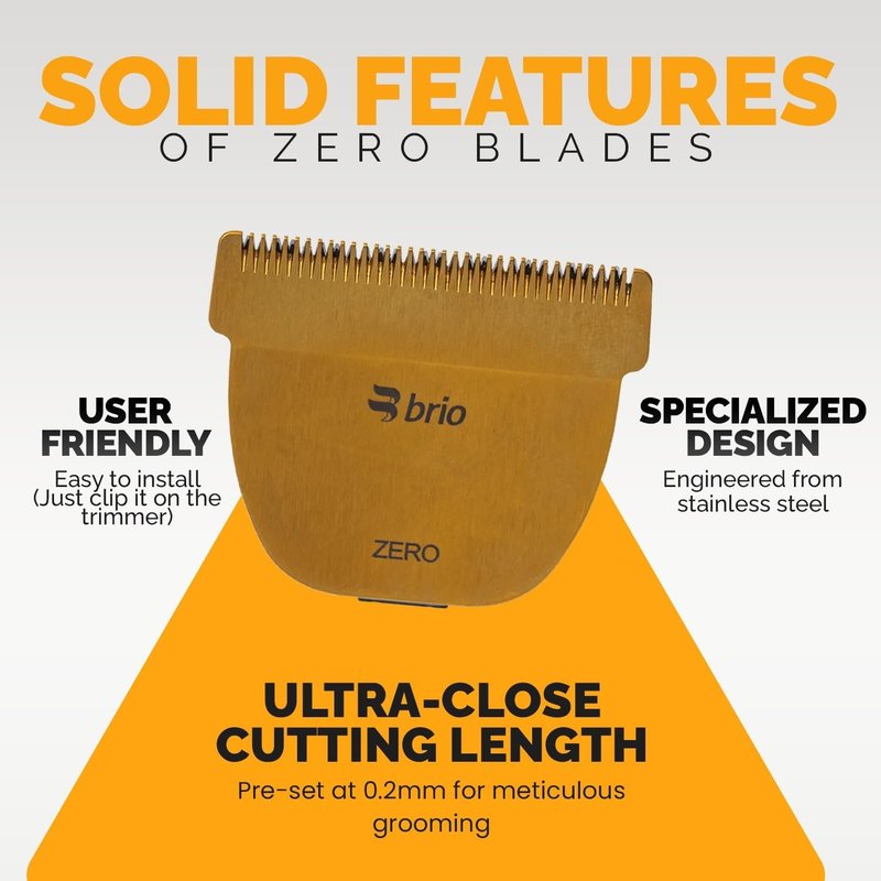 Brio Beardscape V2 & V1 Trimmers - Zero Blade Compatible, 0.2mm Stainless Steel for Close Cuts | Gold