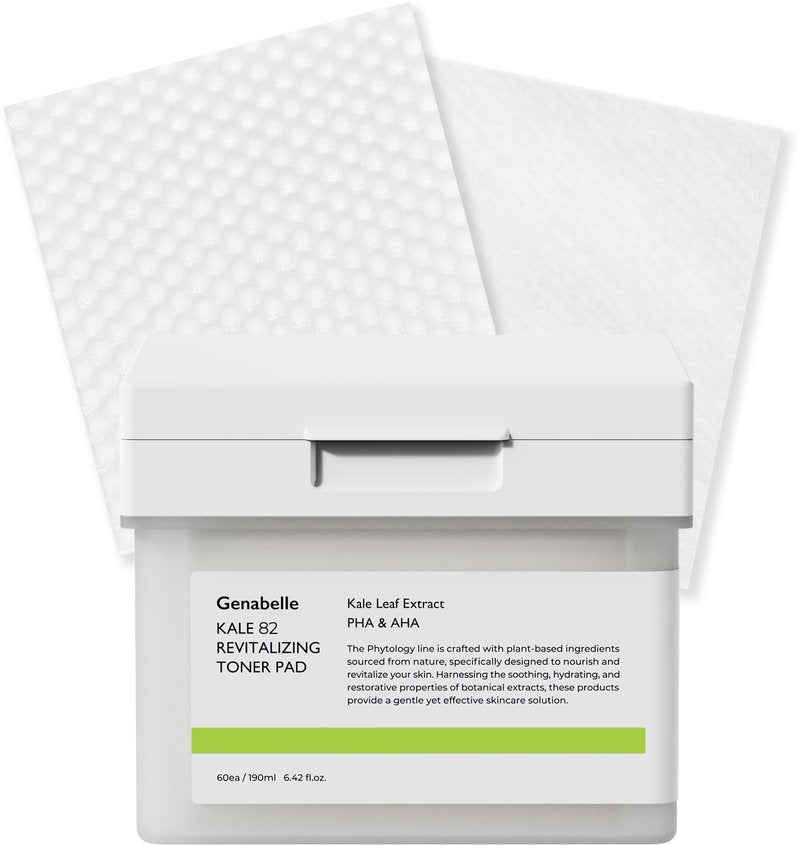 Genabelle Kale 82 Toner Pad - 60 Jumbo Sheets, AHA PHA Dead Skin Care Daily Hydrating Toner Pad exfoliating