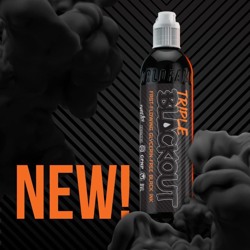 Triple Blackout Tattoo Ink - Dark & Bold Black Shade for Professional Tattooing | Vegan & Non-Toxic (8 oz)