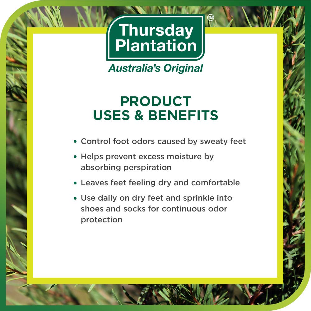 Thursday Plantation Tea Tree Foot Powder, Helps Prevent Foot Odor and Sweat, 3.5 Ounces