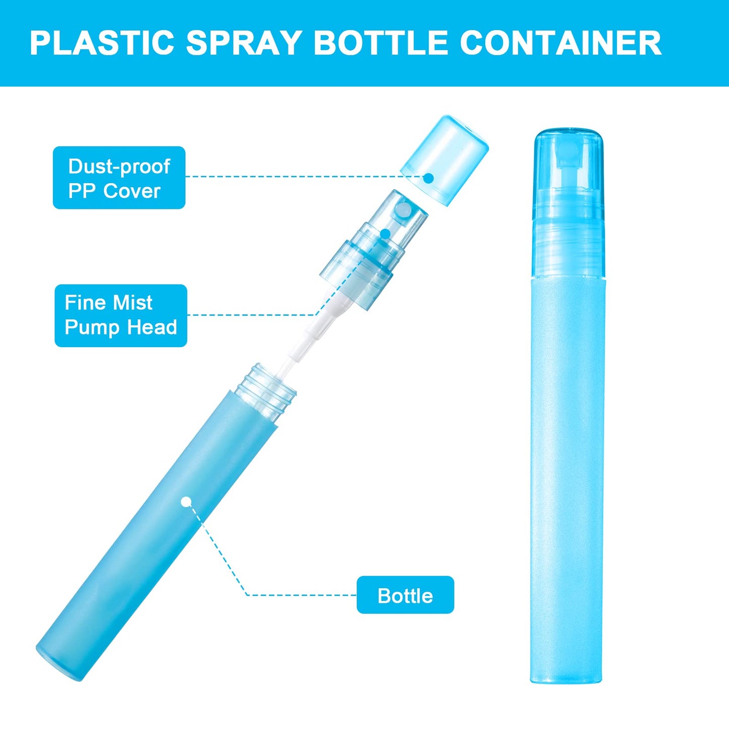 Patelai 60 Pieces 10 ml Plastic Spray Bottles Empty Fine Mist Sprayer Bottles for Travel Essential Oils Perfume Supplies(Multicolored)
