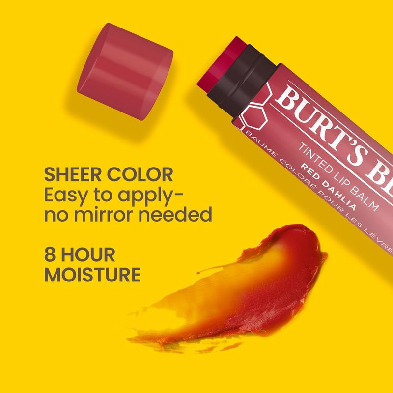 Burt's Bees Tinted Lip Balm - Red Dahlia | Moisturizing 0.15oz Hydrating Formula