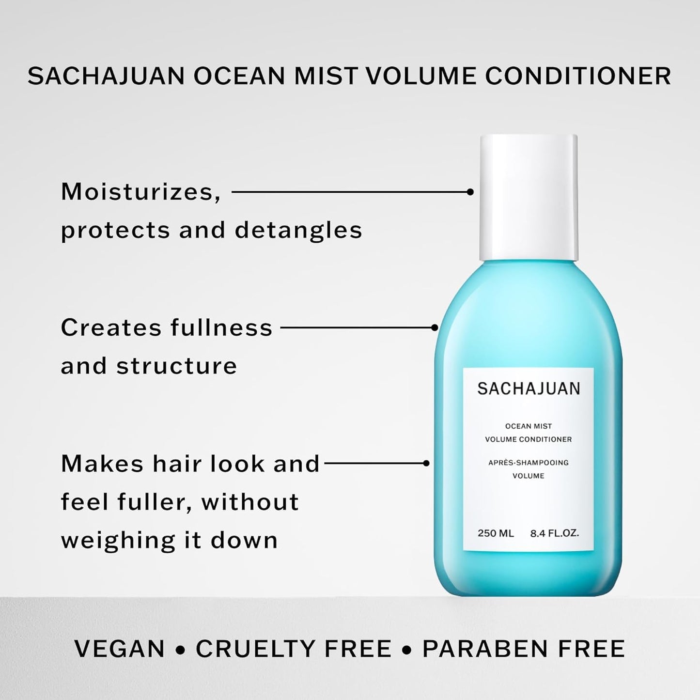SACHAJUAN Ocean Mist Volume Conditioner | Lightweight Conditioner for Volume & Texture | Detangling, Beach Wave Finish & Manageability | With Vegetable Proteins | Vegan & Paraben-Free | 8.4 fl oz