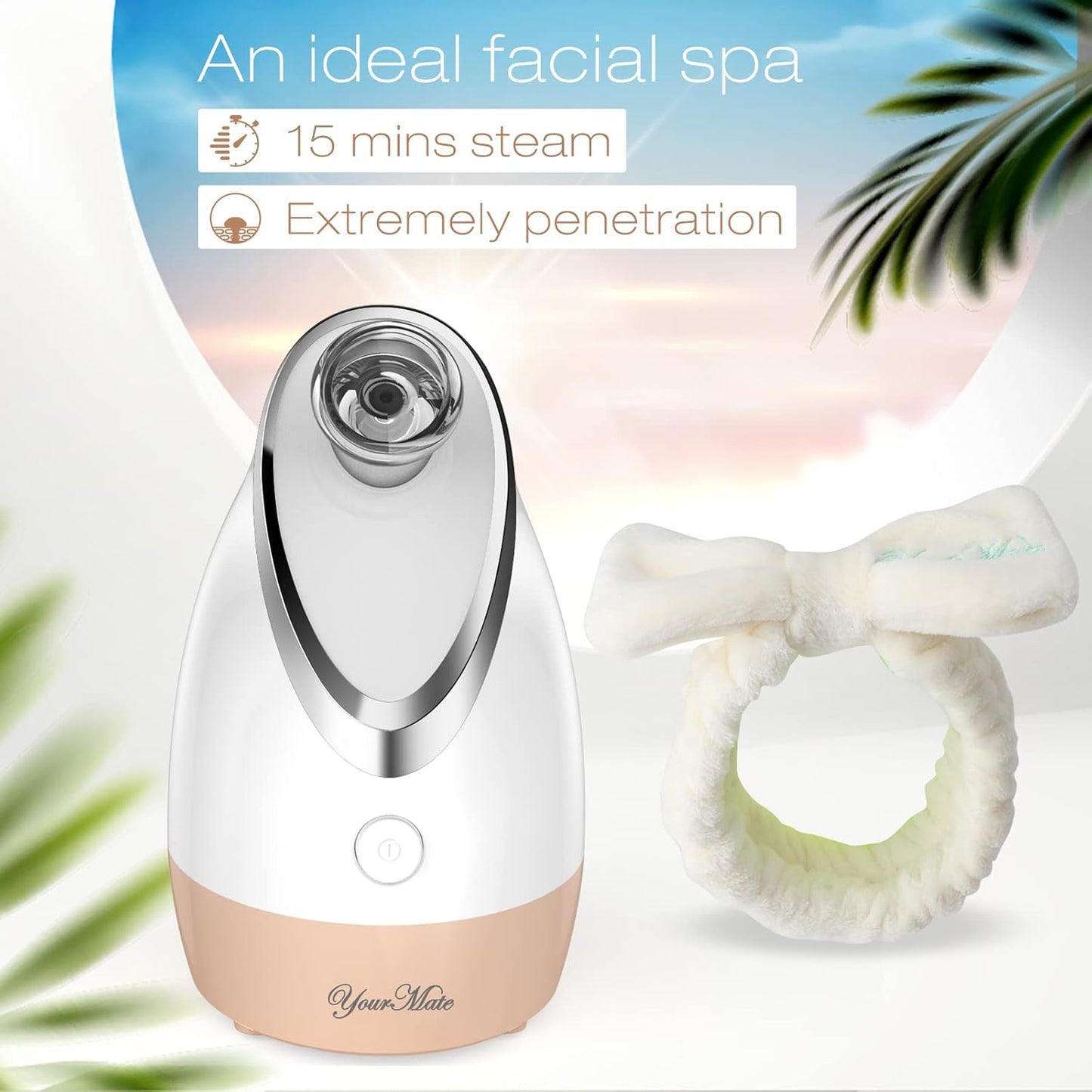 Facial Steamer - Nano Ionic Face Steamer with Adjustable Nozzle & Aromatherapy | Moisturizing Warm Mist for Sinuses & Pore Unclogging