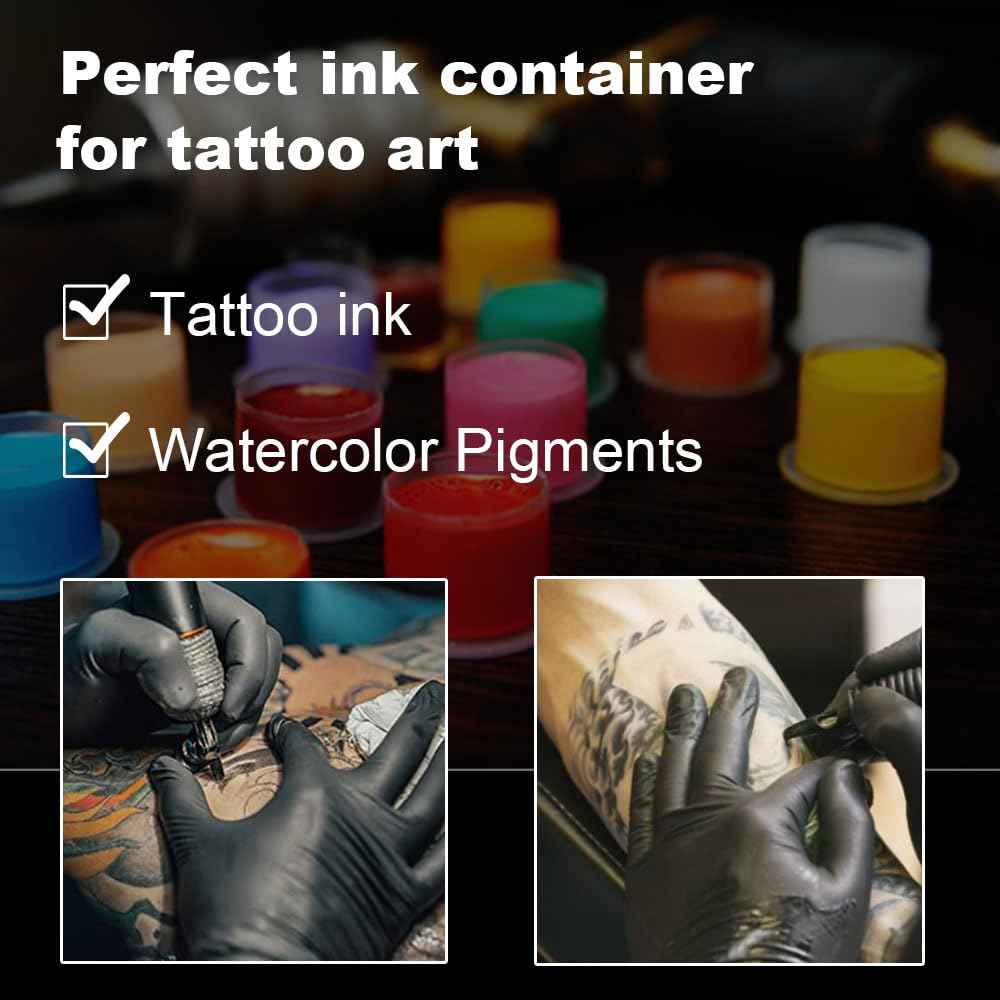 1000Pcs Tattoo Ink Caps with Base - Gakonp 14mm Tattoo Ink Cups Disposable Ink Caps Plastic Pigment Cups for Tattoo Supplies