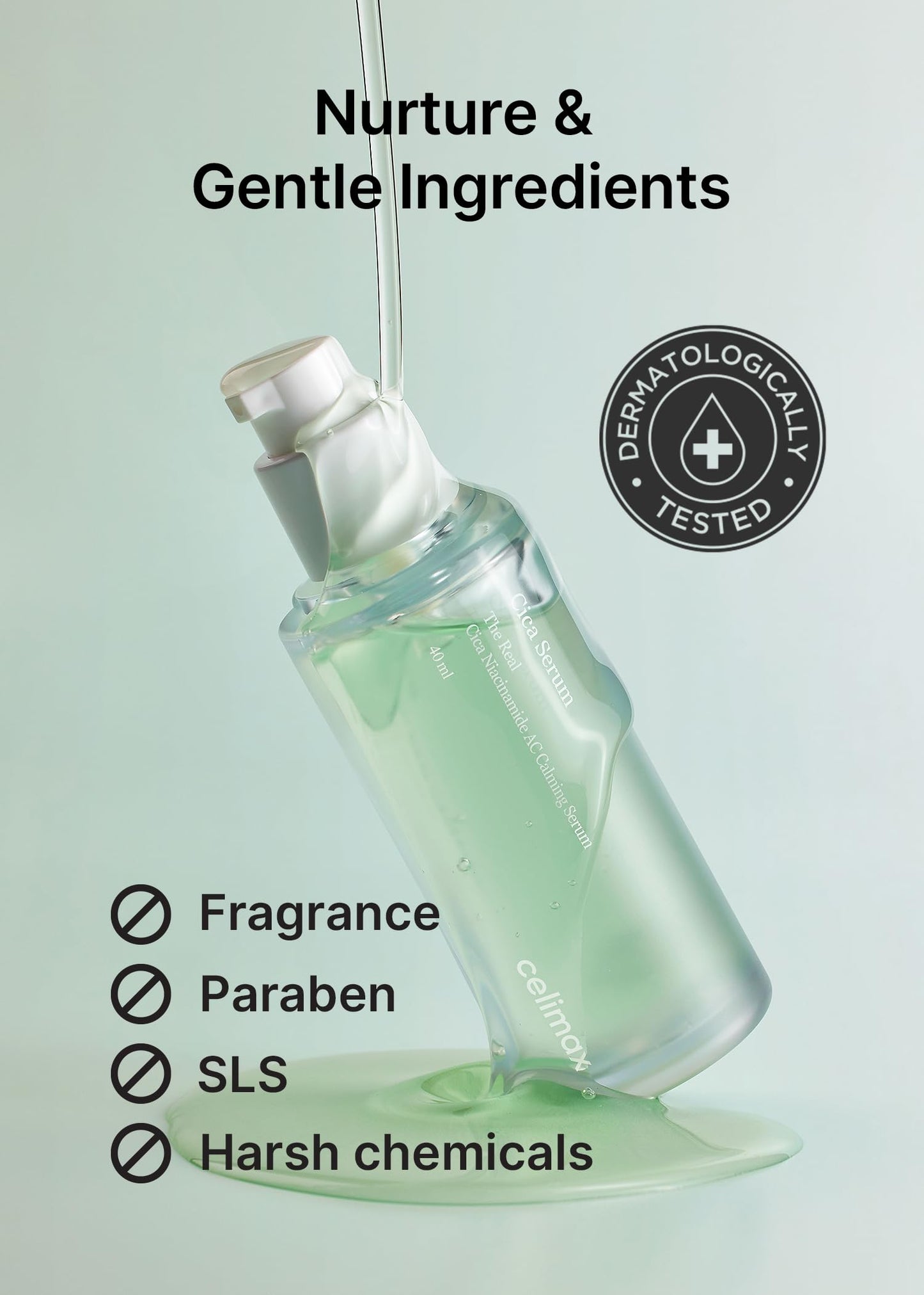 celimax The Real Cica Niacinamide AC Calming Serum 40ml | Hyaluronic Acid Redness Relief Moisturizing Soothing Restoring Serum Mild Formula for Sensitive Skin