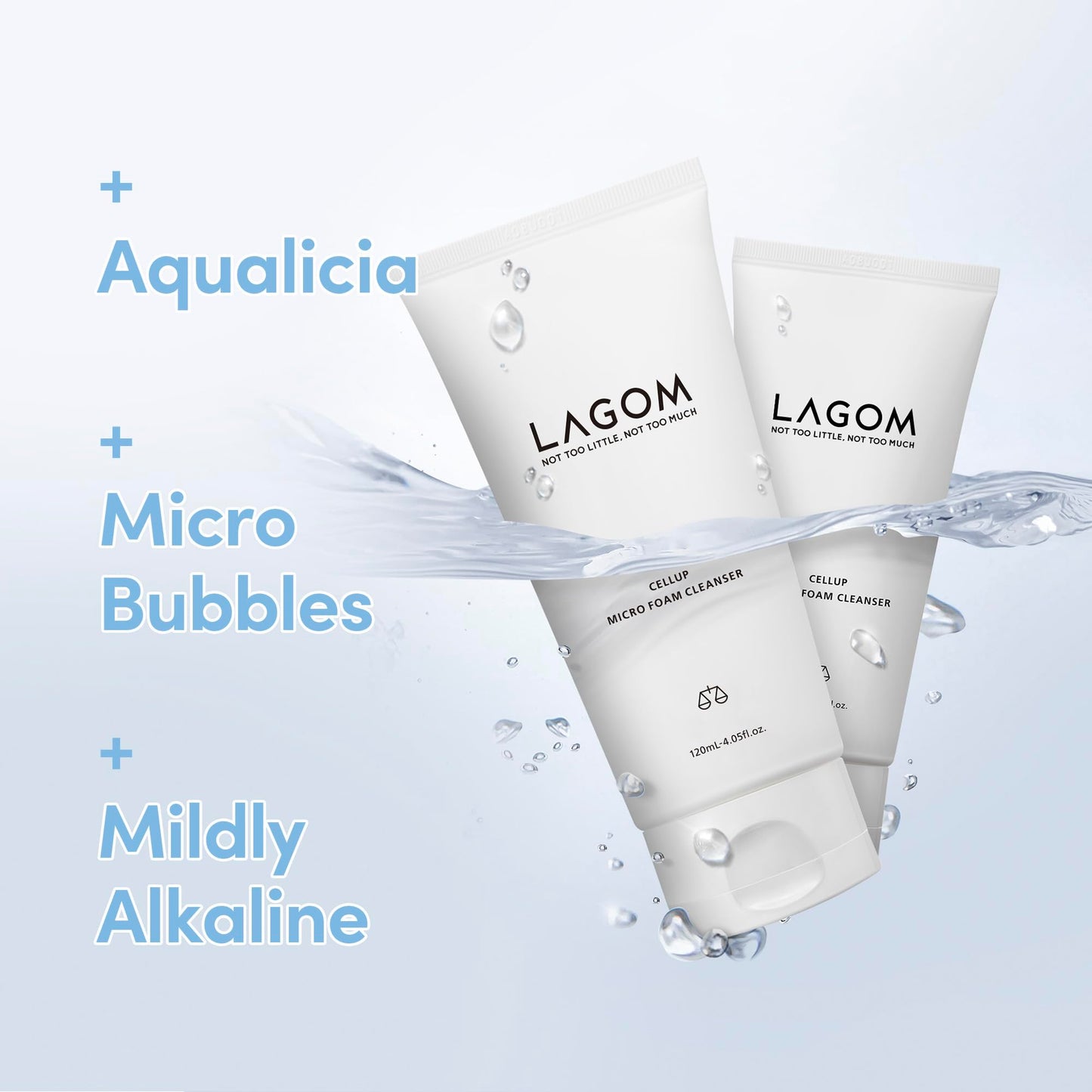 LAGOM Cellup Micro Foam Cleanser, Hydrating Deep Cleansing Face Wash, Korean Makeup Remover, Dense Soft Micro Bubbles, Ultra Fine Dust Removal 4.05 Fl Oz