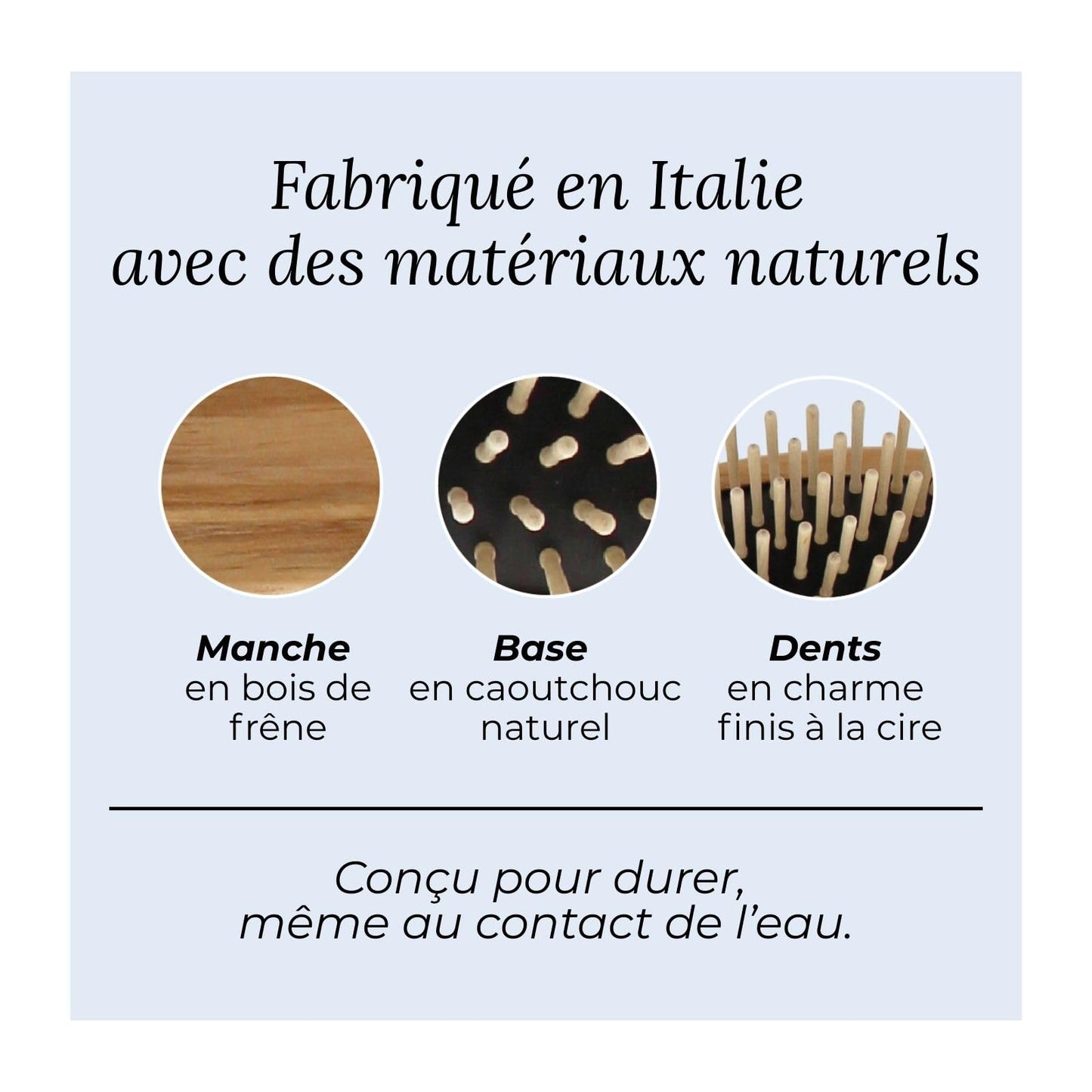 TEK | Oval Wooden Hair Brush with Short Pins in Natural Ash Wood, Ideal for Detangling, Styling and Daily Care of all Type of Hair | 17.5x4.7cm | Handmmade in Italy
