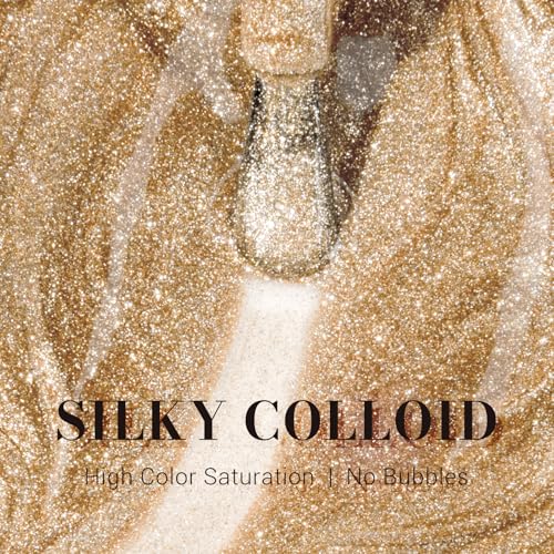 MelodySusie Sparkle Gold Gel Nail Polish,0.5fl oz Nails Soak Off UV LED Champagne Glitter Gel Polish Gift for Women Nail Art Manicure Salon DIY Nail Design Decoration at Home-z159-A2060