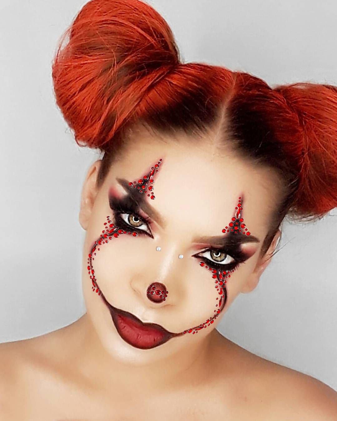 Halloween Clown Face Gems Jewels, Day of the Dead Rhinestone Face Jewels Temporary Skull Tattoos for Women Halloween Makeup Costume