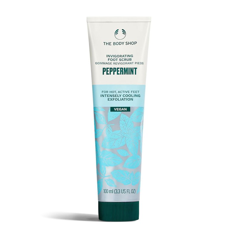 Peppermint Foot Scrub - Invigorating Cooling Exfoliator for Dry Cracked Feet | Vegan, 100 ml / 3.3 oz