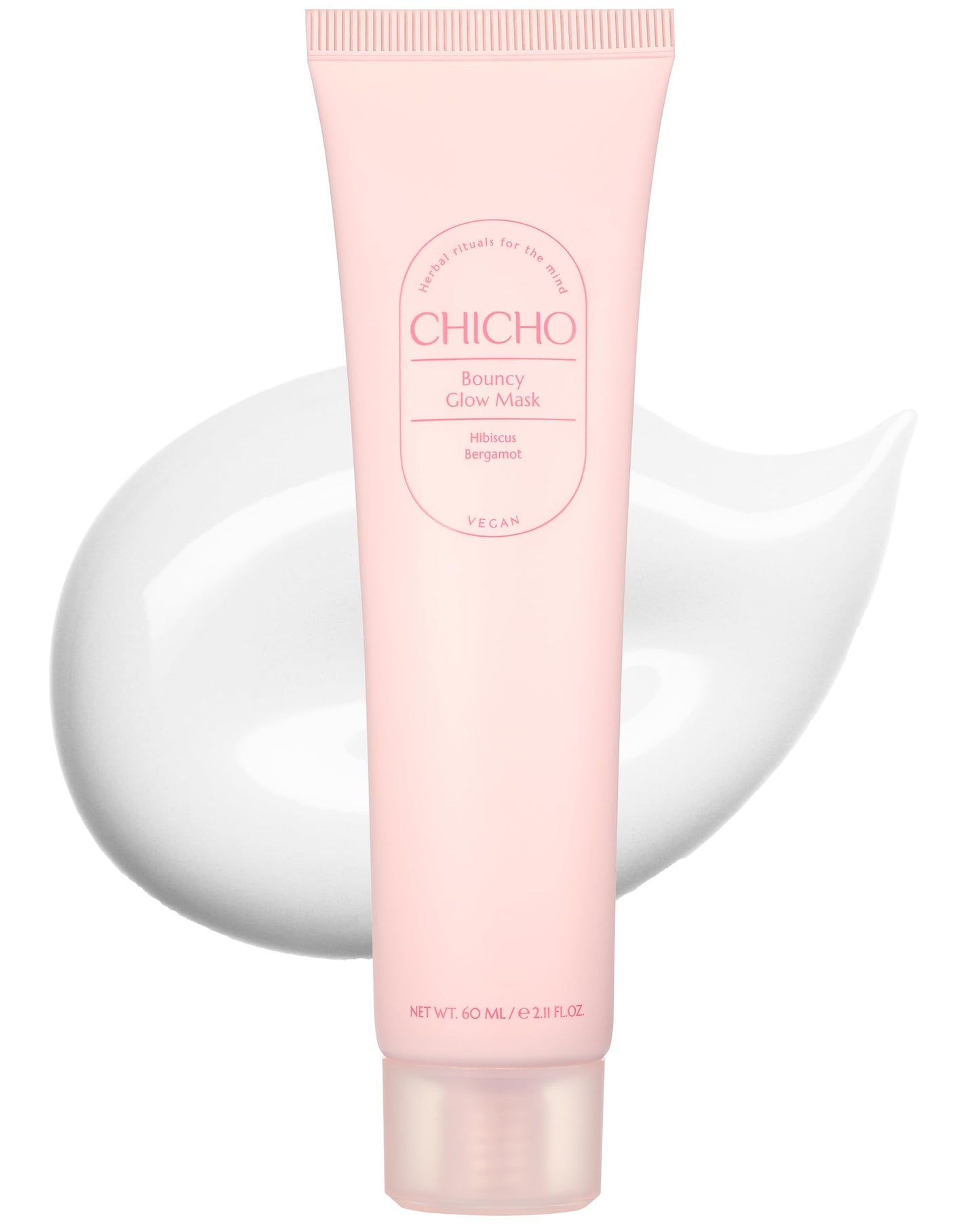 CHICHO Bouncy Glow Overnight Wrapping Peel-Off Mask (2.03 oz) – Vegan 300Da Hibiscus Collagen Film Mask for Glass Skin & Elasticity, Korean Sleeping Face Pack, Sensitive Skin