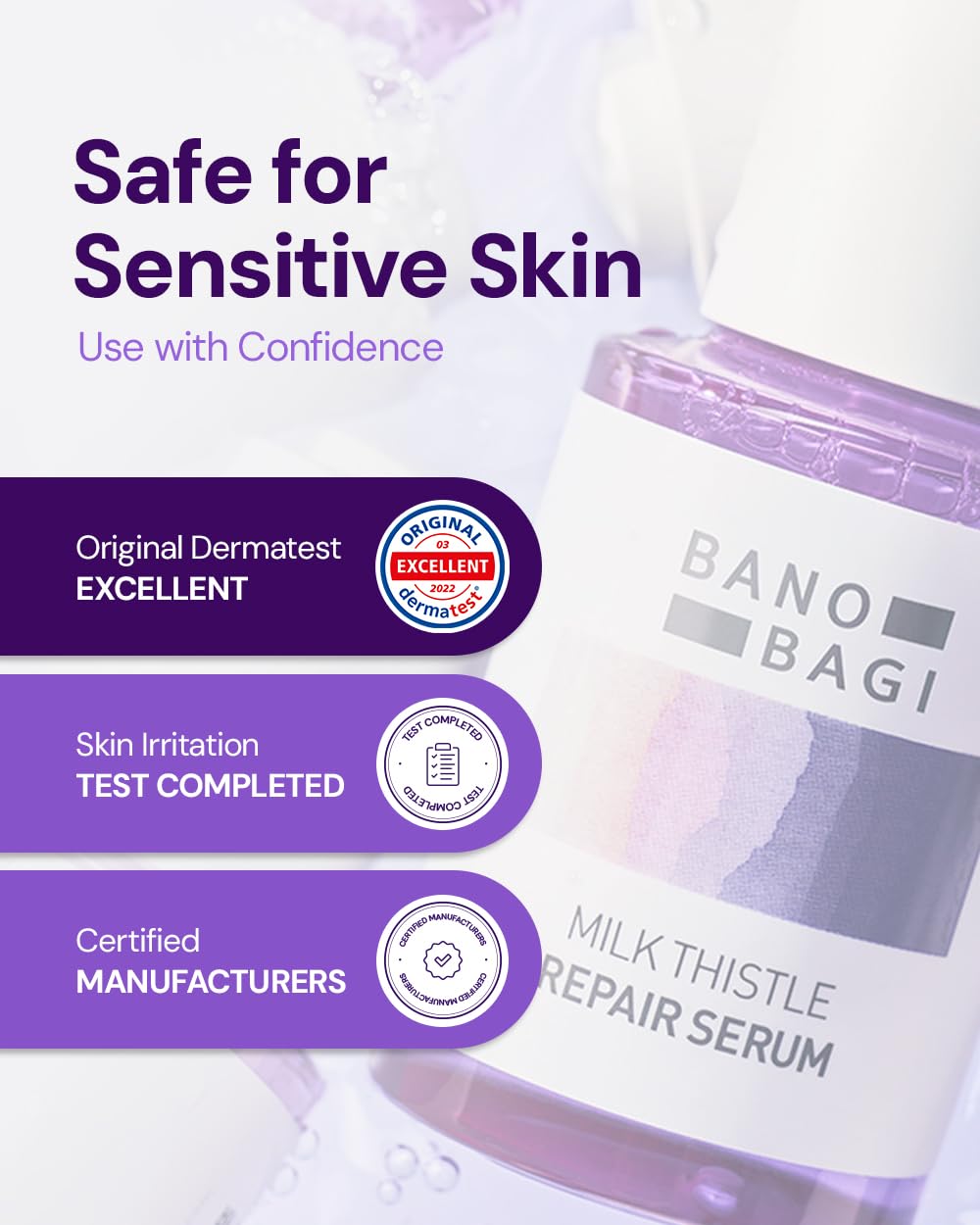 BANOBAGI Milk Thistle Repair Serum | Korean Skin Care Face Moisturizer Hydrating Serum for Face | Korean Moisturizer Skin Firming Face Serum for Glowing Skin w/ 70% Burdock Root Extracts (1.01 oz)