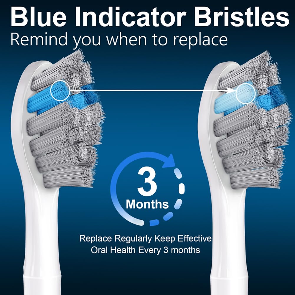 Replacement Brush Heads Compatible with Philips Sonicare Electric Toothbrush, Charcoal/Blue 8 Count Refills