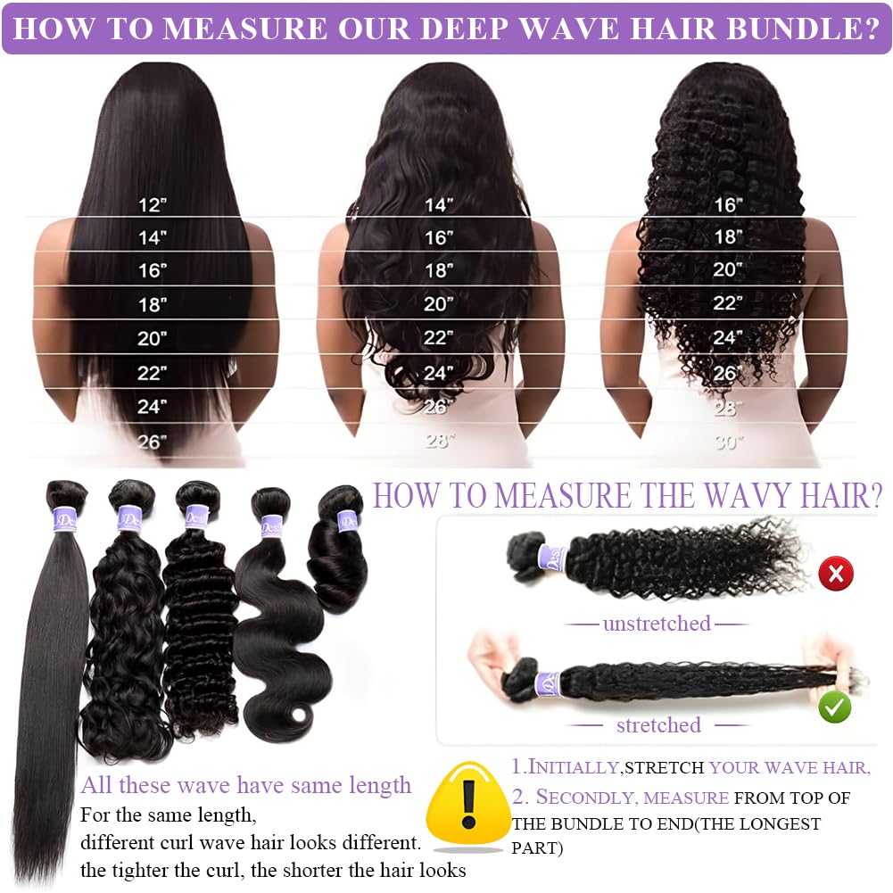 Deep Wave Bundles - 100% Unprocessed Brazilian Virgin Human Hair | 20” Double Weft for Natural Black Women