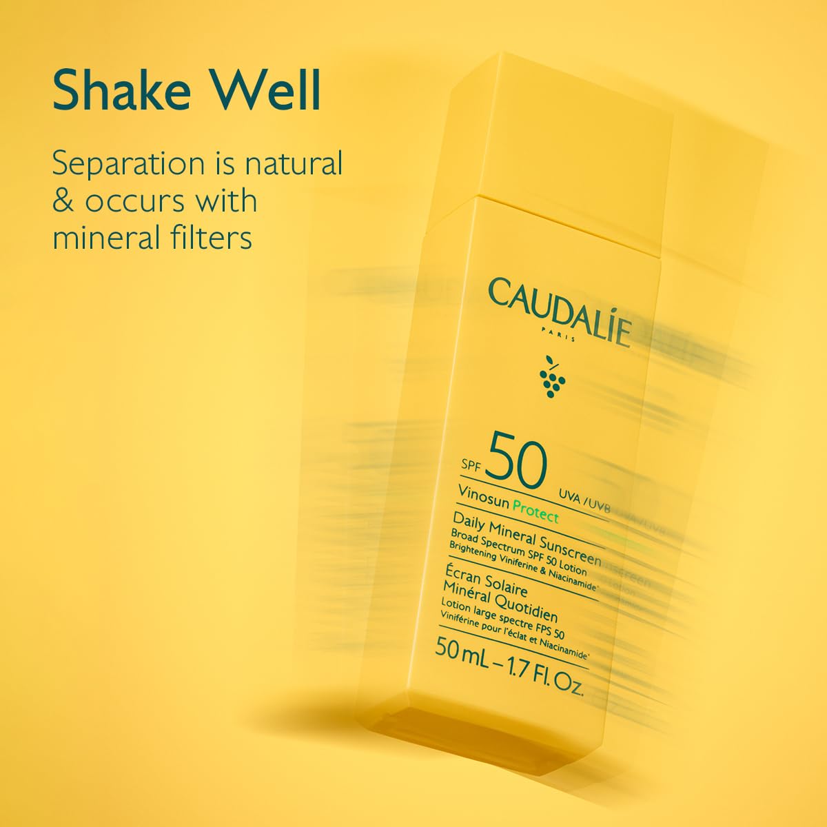 Caudalie Vinosun Protect Daily Mineral Sunscreen SPF 50 | Lightweight, Non-Greasy Formula - 50 mL