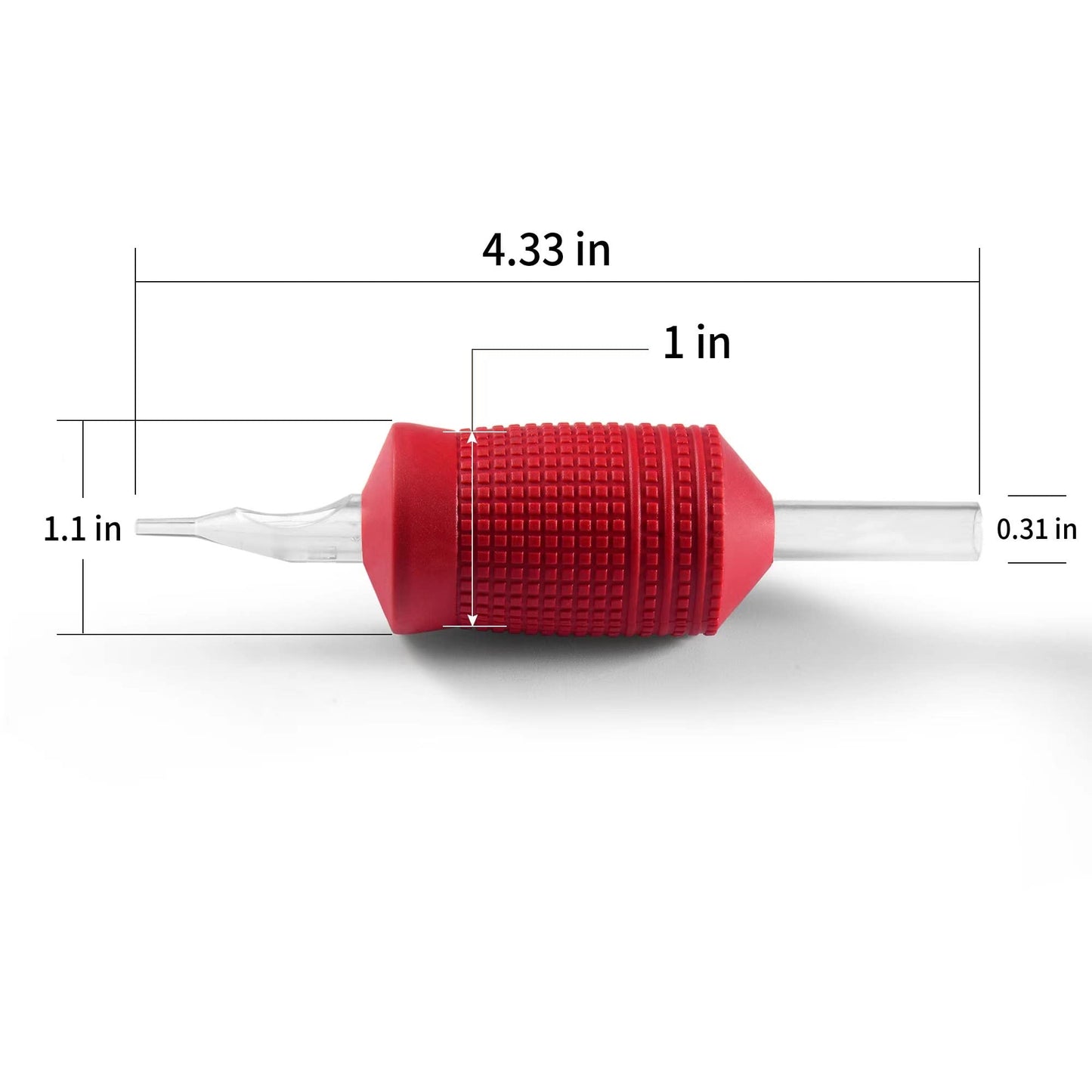 BEZTAT 25mm (1 Inch) Ultra Premium Clear Disposable Tubes w/Red Soft Silicone Grip- 20 Pack, Closed Flat Tip (13FT)