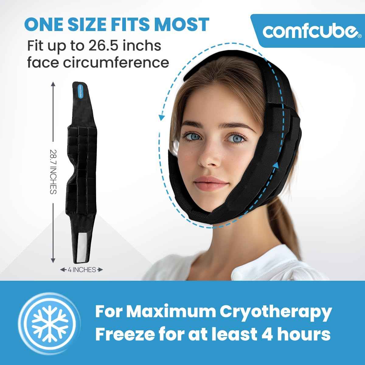 Face Ice Pack for Wisdom Teeth, 2 Hours Long Lasting Cold Therapy Flexible Cold Pack Head Wrap for Wisdom Teeth Surgery, TMJ, Chin, Oral Pain, Facial Surgery, Jaw Pain, Tonsillectomy