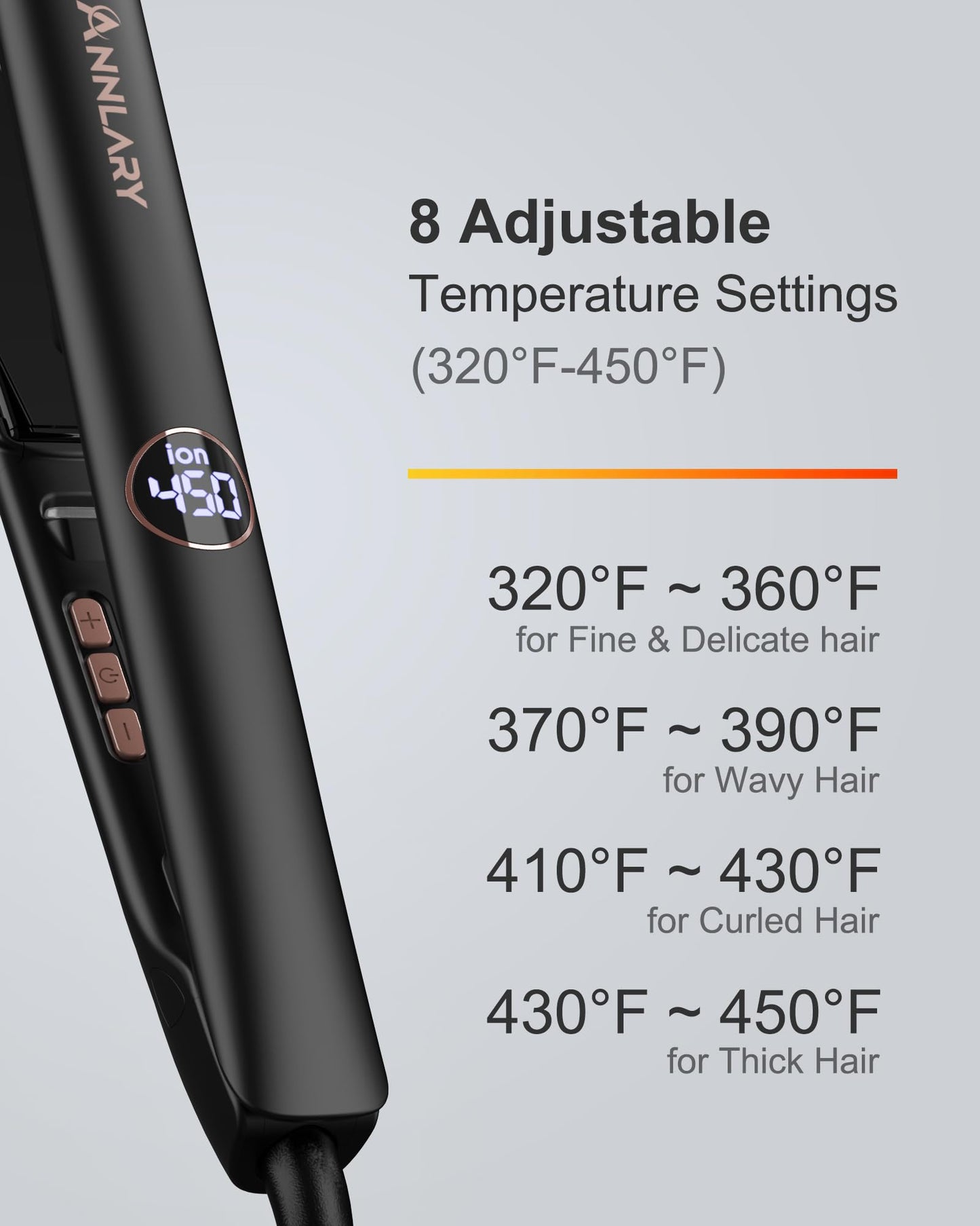 Annlary Hair Straightener, 1 Inch Flat Iron Hair Straightener and Curler 2 in 1, Professional Ceramic Ionic Dual Voltage Flat Iron with Anti-Iron Silicone for Less Frizz, Shinier & Smoother Hair