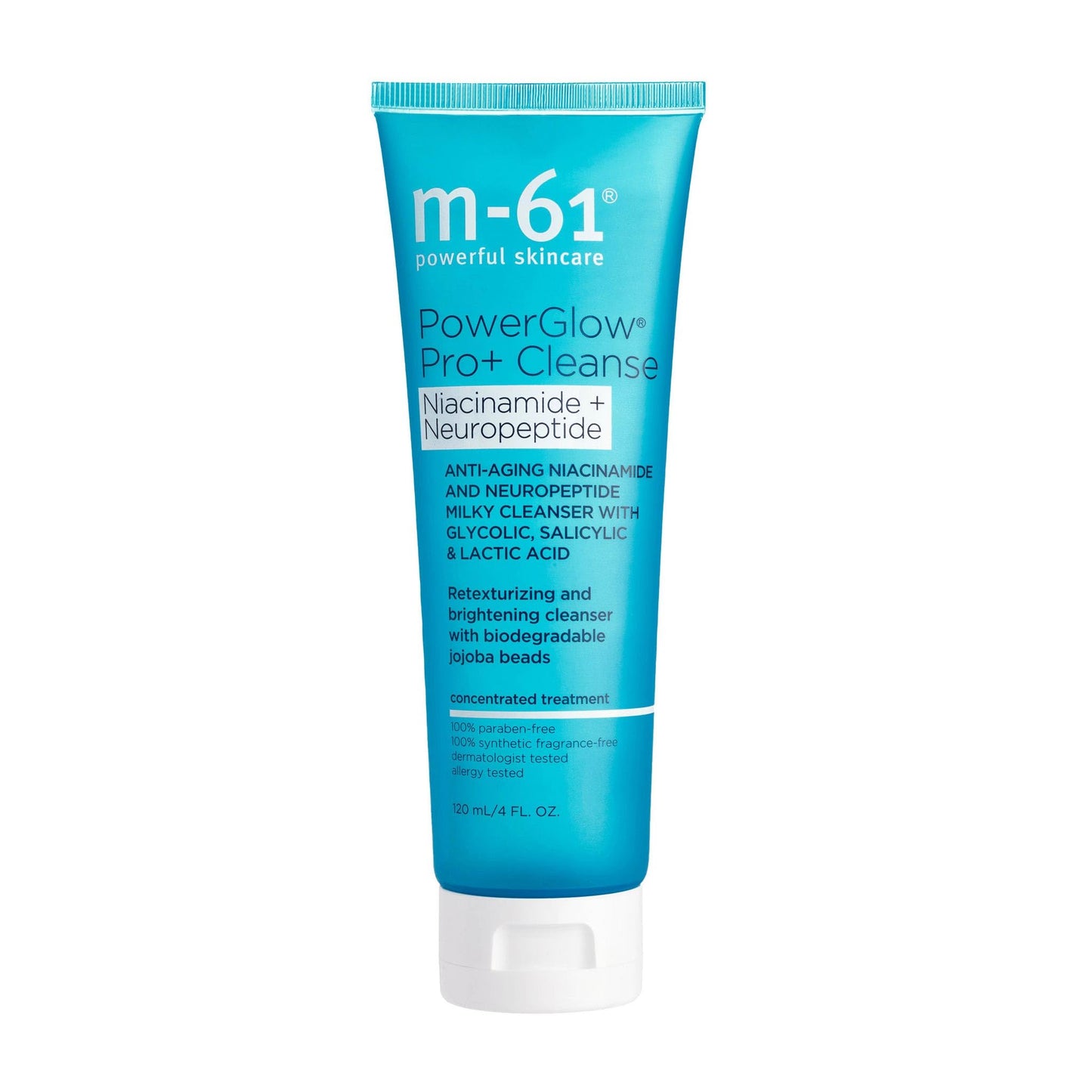 m-61 PowerGlow Pro+ Cleanse - Deep Cleansing Exfoliating Face Wash | Complex of AHAs & BHAs | Milky Gel Texture With Jojoba Beads | Sulfate Free | Derm & Allergy Tested | Made in USA - 4 Fl. Oz