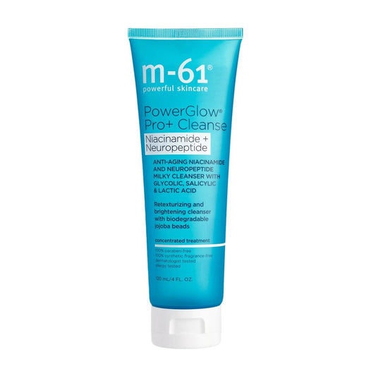 m-61 PowerGlow Pro+ Cleanse - Deep Cleansing Exfoliating Face Wash | Complex of AHAs & BHAs | Milky Gel Texture With Jojoba Beads | Sulfate Free | Derm & Allergy Tested | Made in USA - 4 Fl. Oz