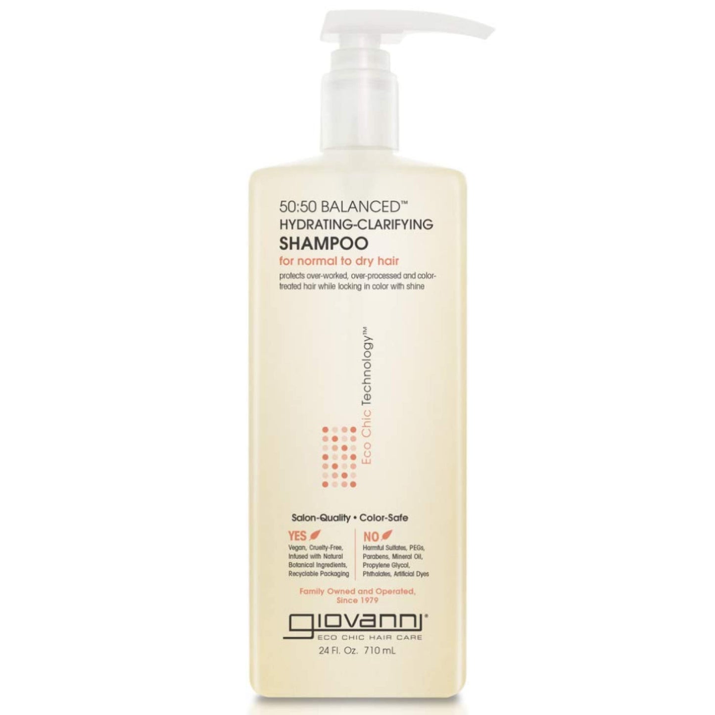 GIOVANNI 50:50 Balanced Hydrating Clarifying Shampoo - Moisturizing Shampoo for Women & Men, Gentle Cleansing for Damaged, Frizzy Hair, Salon Quality for Soft, Smooth Hair - 24 Fl Oz (Pack of 1)