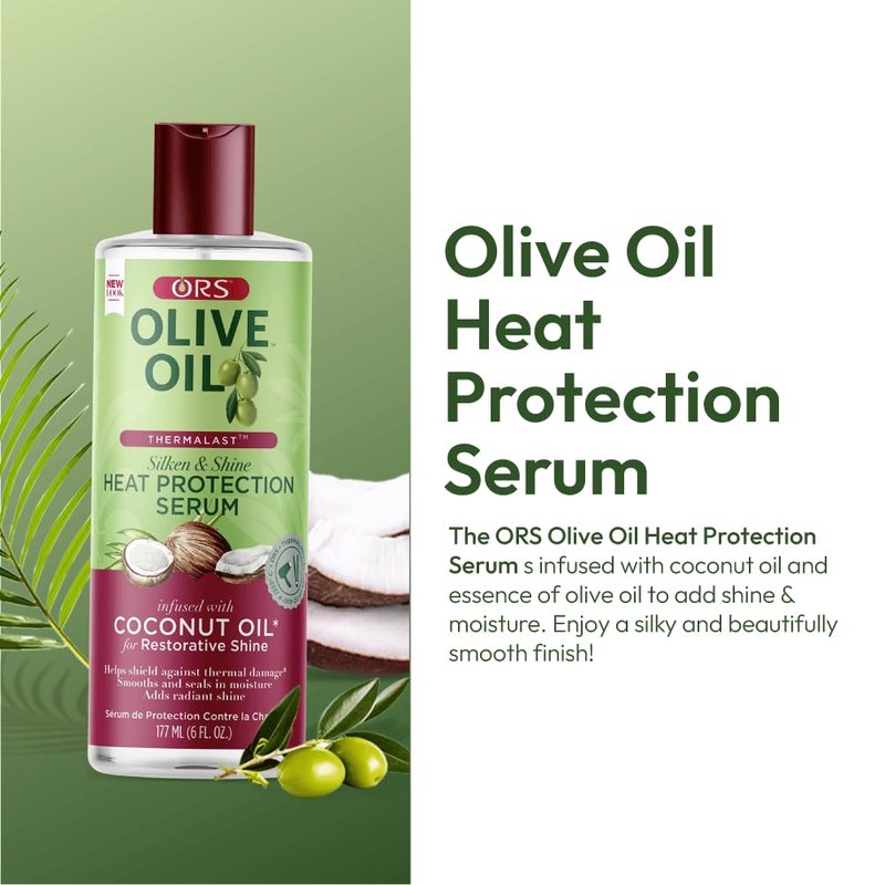 ORS Olive Oil Heat Protection Hair Serum infused with Coconut Oil for Restorative Shine 6.0 Ounces (Pack of 4)