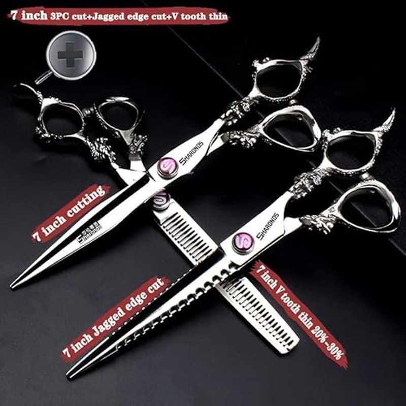 7/8/9inch professional hairdressing scissors silver high hardness 400c stainless steel beauty shop barber shop salon special tools (7-inch 3pc)