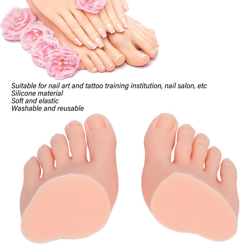1 Pair Silicone Practice Foot, Nail Practice Training Fake Half Foot Model, Fake Foot Mode for Acrylic Nails Art Training Display Practice (Light Skin Color)
