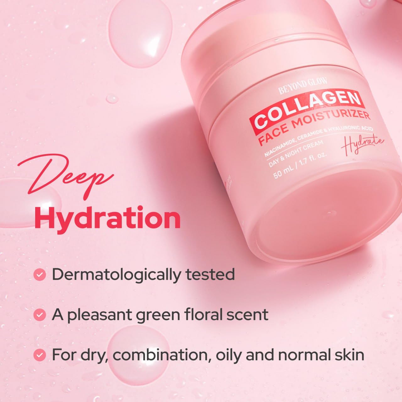 AVON Beyond Glow Collagen & Hyaluronic Acid Moisturizer - Lightweight Daily Face Cream for Soft, Hydrated Skin