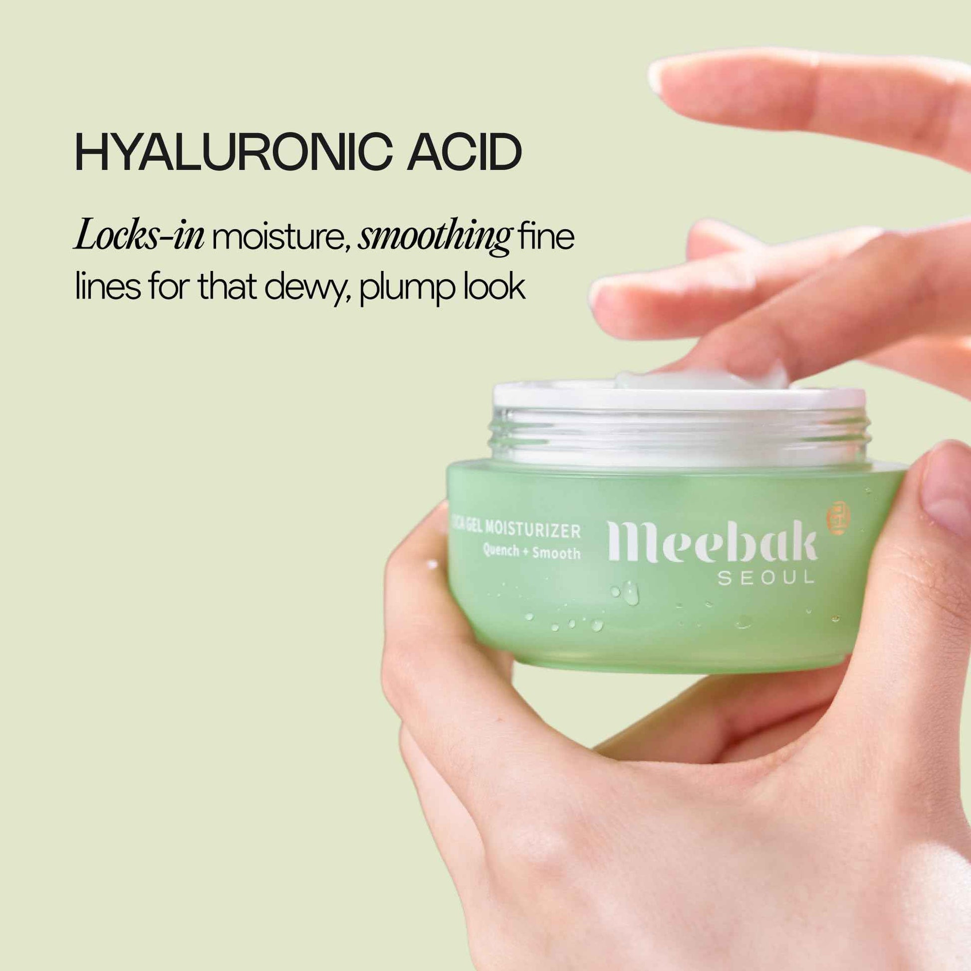 Meebak Cica Gel Face Moisturizer | Lightweight Hydrating Water Cream with Hyaluronic Acid & Vegan Collagen | Fast-Absorbing, Cooling Gel for All-Day Hydration & Glass Skin | Korean Skin Care