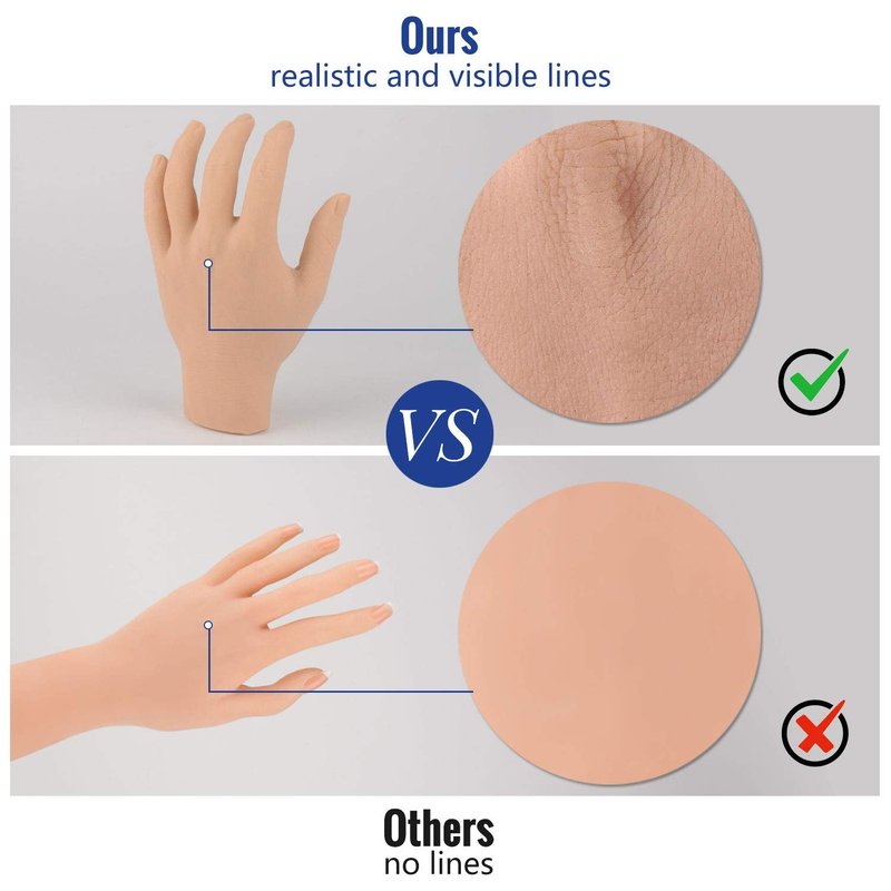Medarchitect Silicone Fake Hand Tattoo Practice Hand, Life Sized Fake Skin Model - Durable Ideal for Tattoo Training Education Beginners and Pros to Practice Tattoo Skills (Man Left Hand)