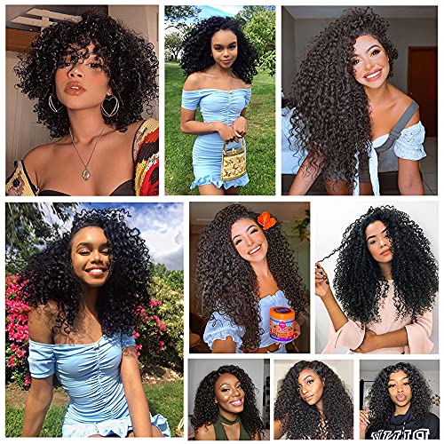 Kinky Curly Human Hair Bundles 16 18 20 Inch Natural Black Color Brazilian Mixed Length 3 Bundles Unprocessed Curly Bundle Soft And Shiny Hair Extensions 300g