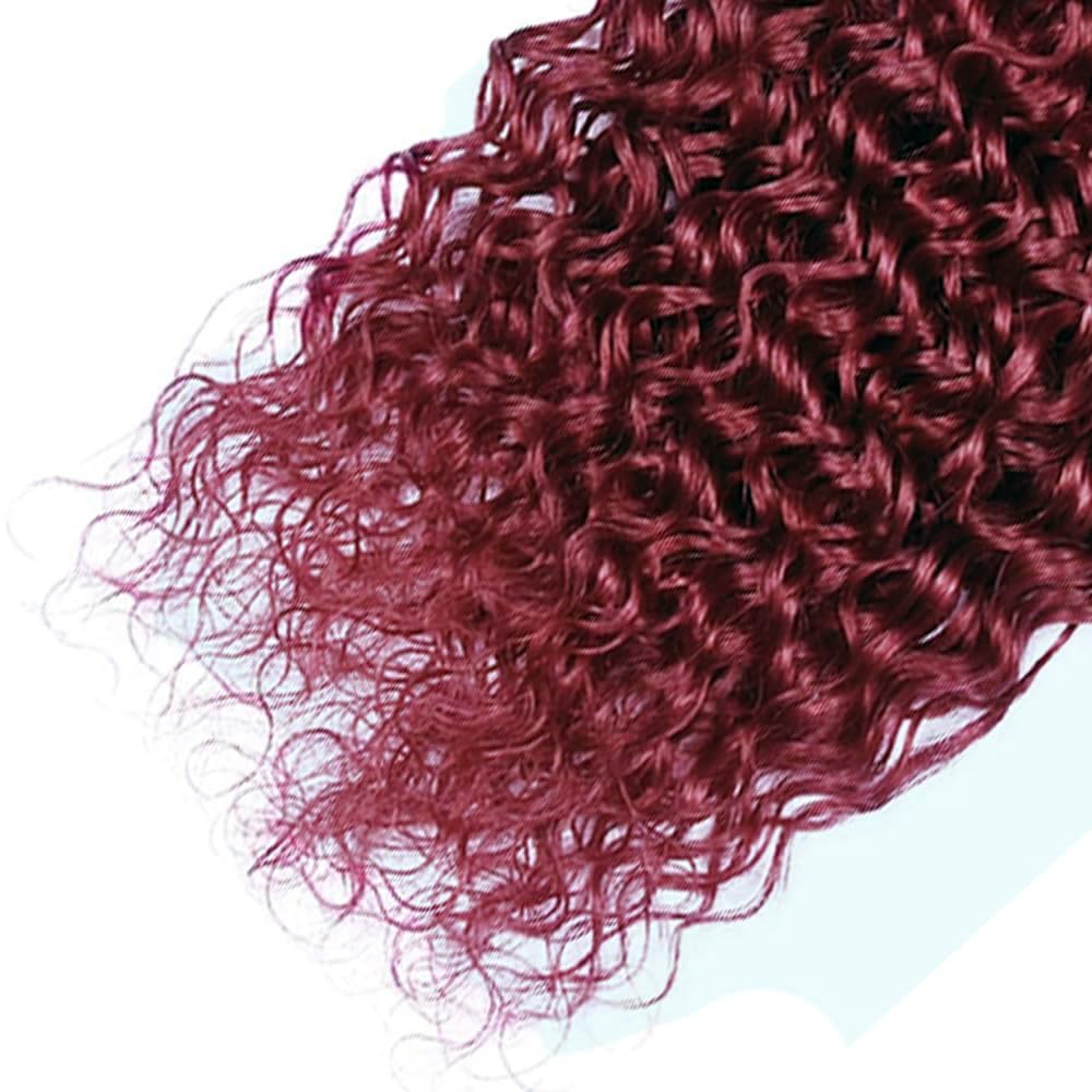 Water Wave Human Hair Bundles 16 18 20 Inch #99J Burgundy Bundles Human Hair Wine Red 12A Unprocessed Native Virgin Hair 50G Per Bundle 3 Extensions Wet and Wavy Weave for Women