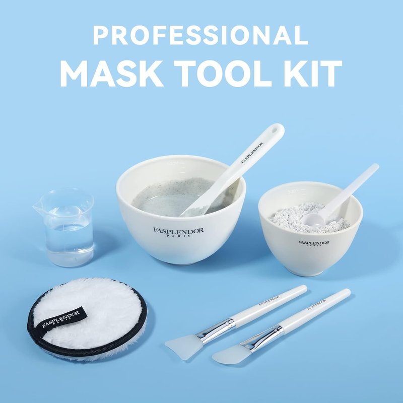 Face Mask Mixing Bowl Set - 9-Piece DIY Skincare Kit with Bowls, Brushes & Makeup Bag | White Color