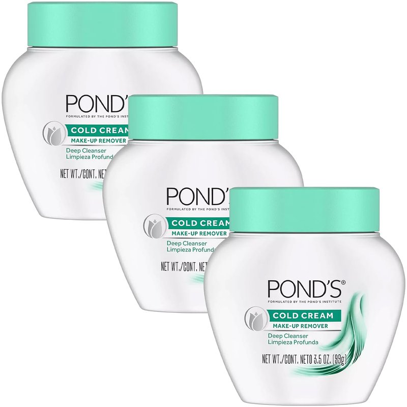 Pond’s Cold Cream Make-Up Remover 3-Pack – Non-Comedogenic, Hypoallergenic, Dermatologist-Tested, 3.5 Oz Ea