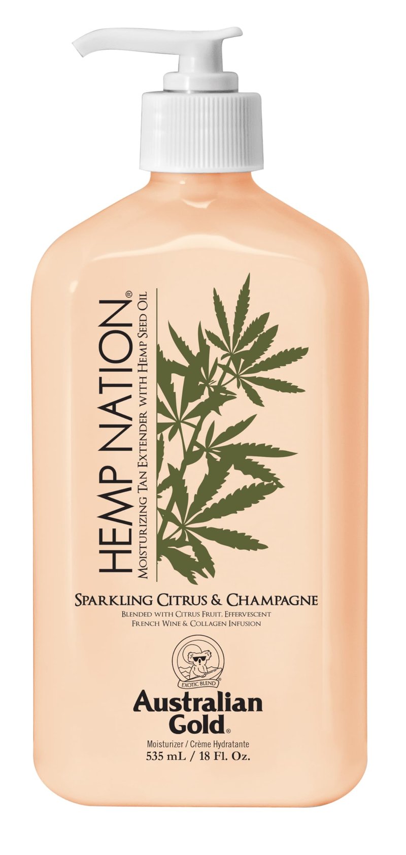Australian Gold Hemp Nation Sparkling Citrus & Champagne Bundle - Tan Extender Body Lotion (18 FL Oz) & Body Wash (8 FL Oz), Effervescent Orange, Grapefruit & French Wine Extract, Pure Hemp Seed Oil