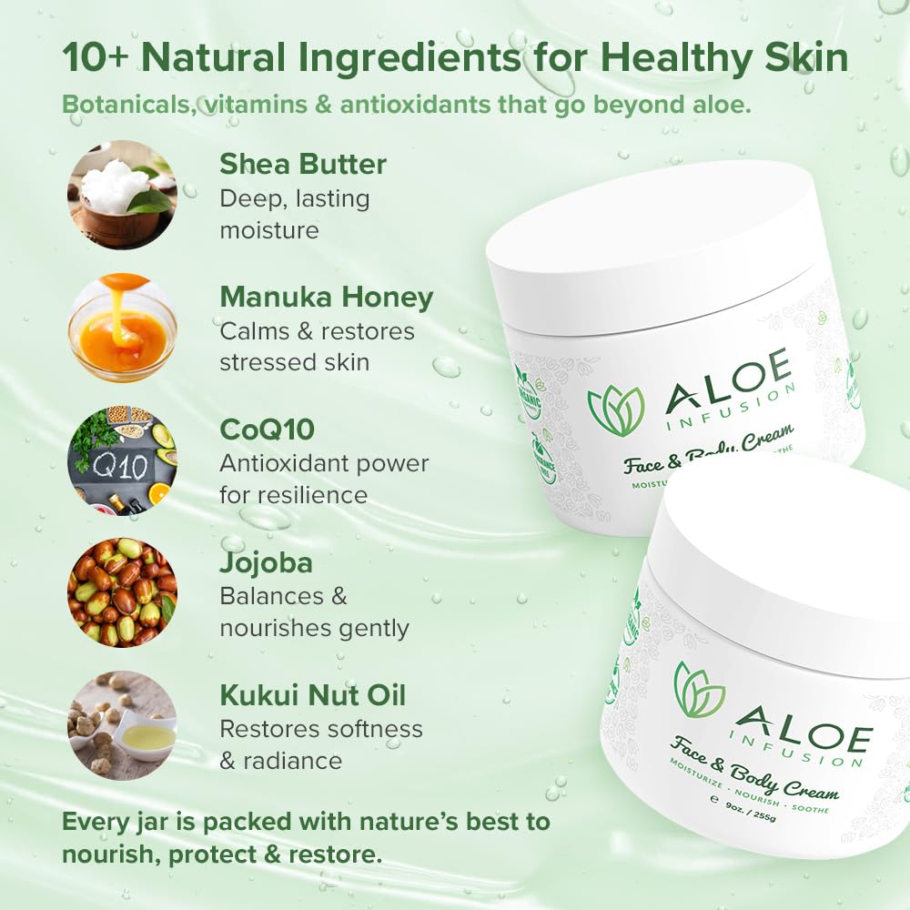 Aloe Infusion Aloe Vera Face & Body Cream – 4 Ounce