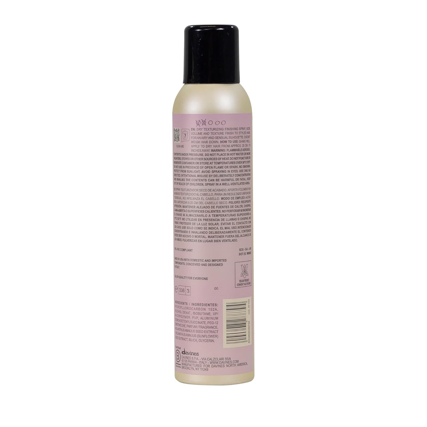 Davines Dry Texturizer Spray - Medium Hold Instant Volume & Texture | Refreshing & Reworkable, 8.45 Fl Oz