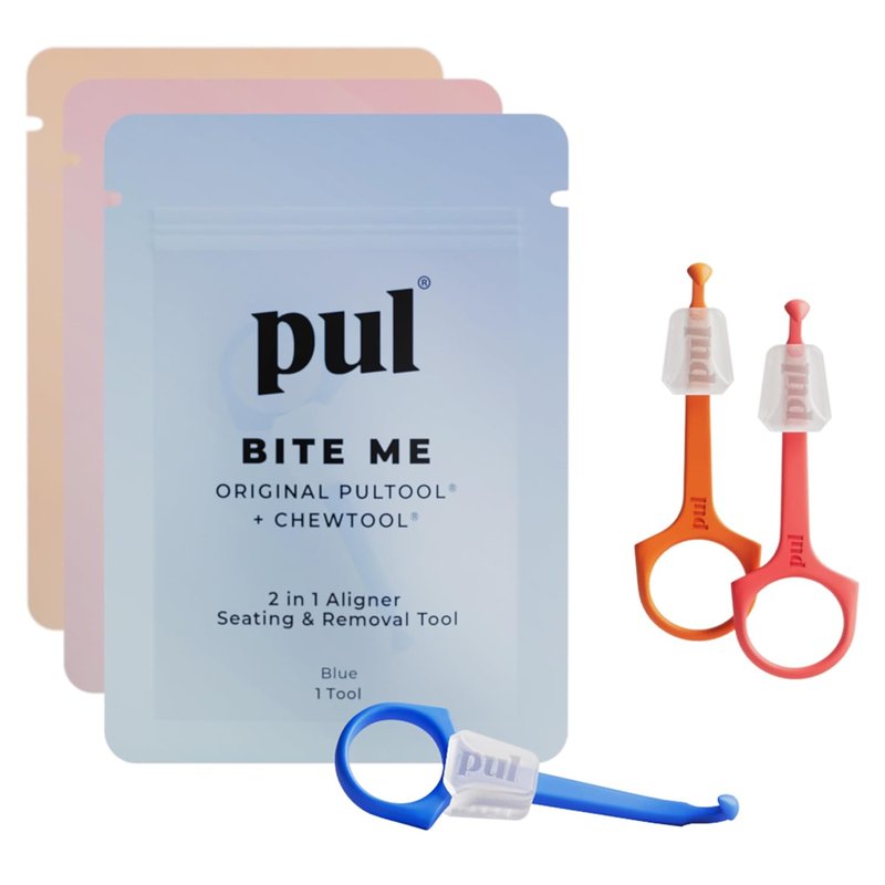 Reusable 2-in-1 Aligner Seating Chewie & Removal Tool - Pack of 3 | Compatible with Invisalign & Braces - Pink, Orange, Blue