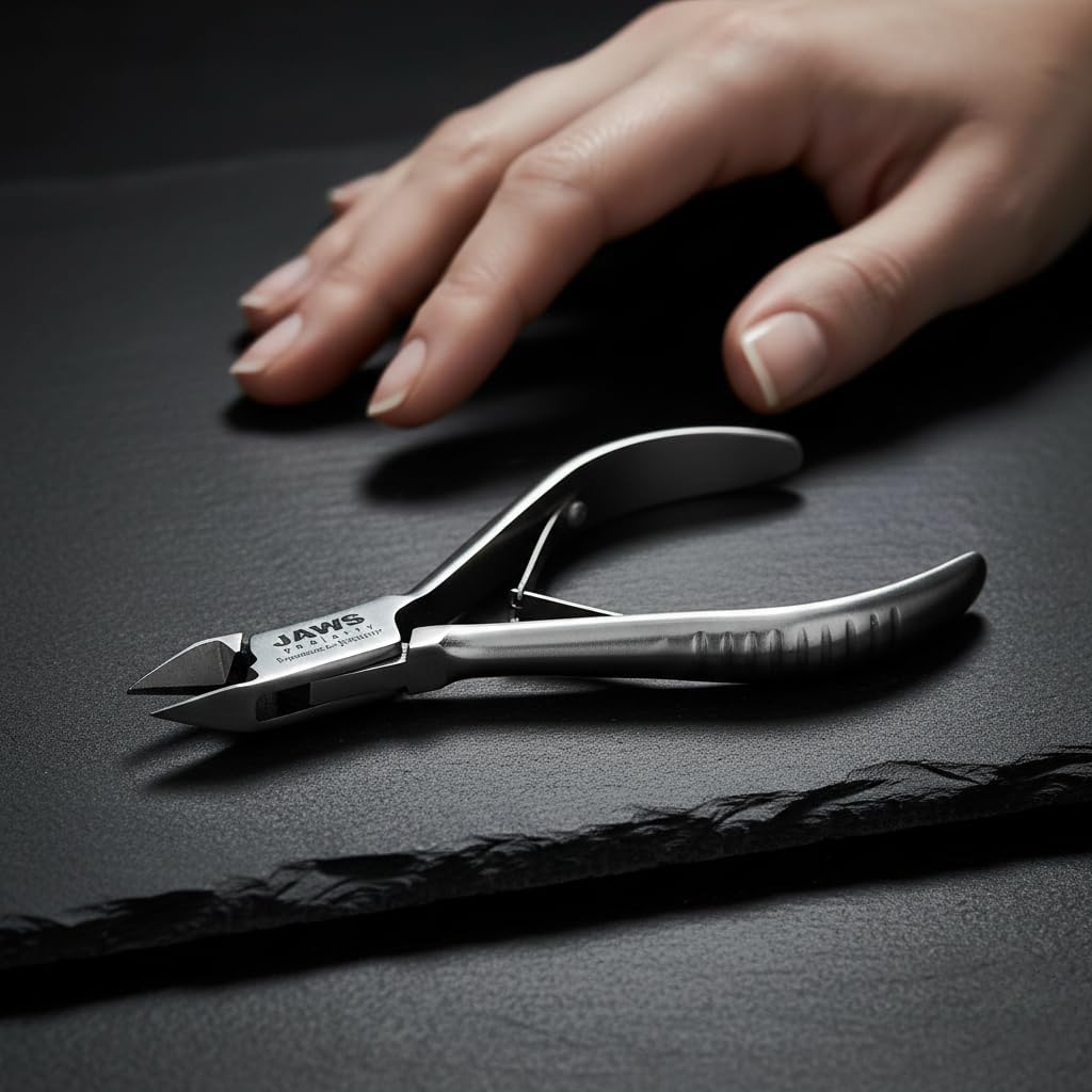 Jaws Podiatry Toenail Clippers - Surgical-Grade Stainless Steel, Double-Action Blades | Compact Silver Pedicure Tool for Thick Nails