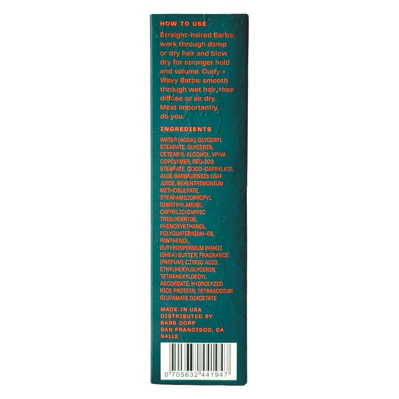 Barb Styling Cream for Women and Men - Soft Hold Hair Styling Cream for Curl Definition and Frizz Control - Lightweight, Natural Finish - Original Scent - 3 fl oz