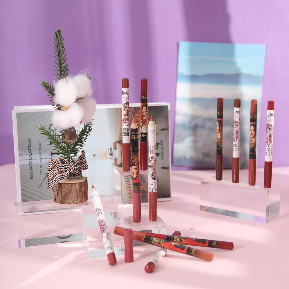 Katiluxiya 12PCS Lip Liner Pencils Set Pack for Shaping & Sculpting Lips, Modifieddark Lip Color Lipsticks,Long-Lasting Waterproof Lipsticks. (03, Color)