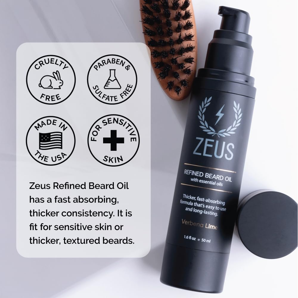 ZEUS Refined Beard Oil for Men with Natural Oils (Sandalwood) 1.6 fl oz