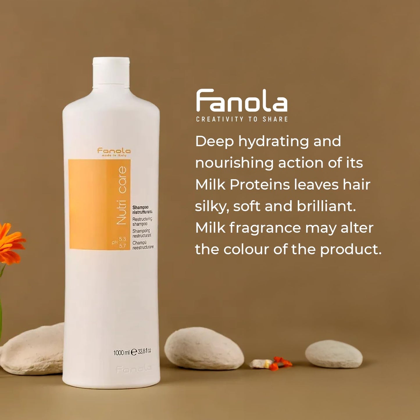 Fanola Nutri Care Restructuring Shampoo - Milk Protein Repair Shampoo for Dry Damaged Hair - Hydrating Nourishing Cleanser for Chemically Treated Hair (1 L)