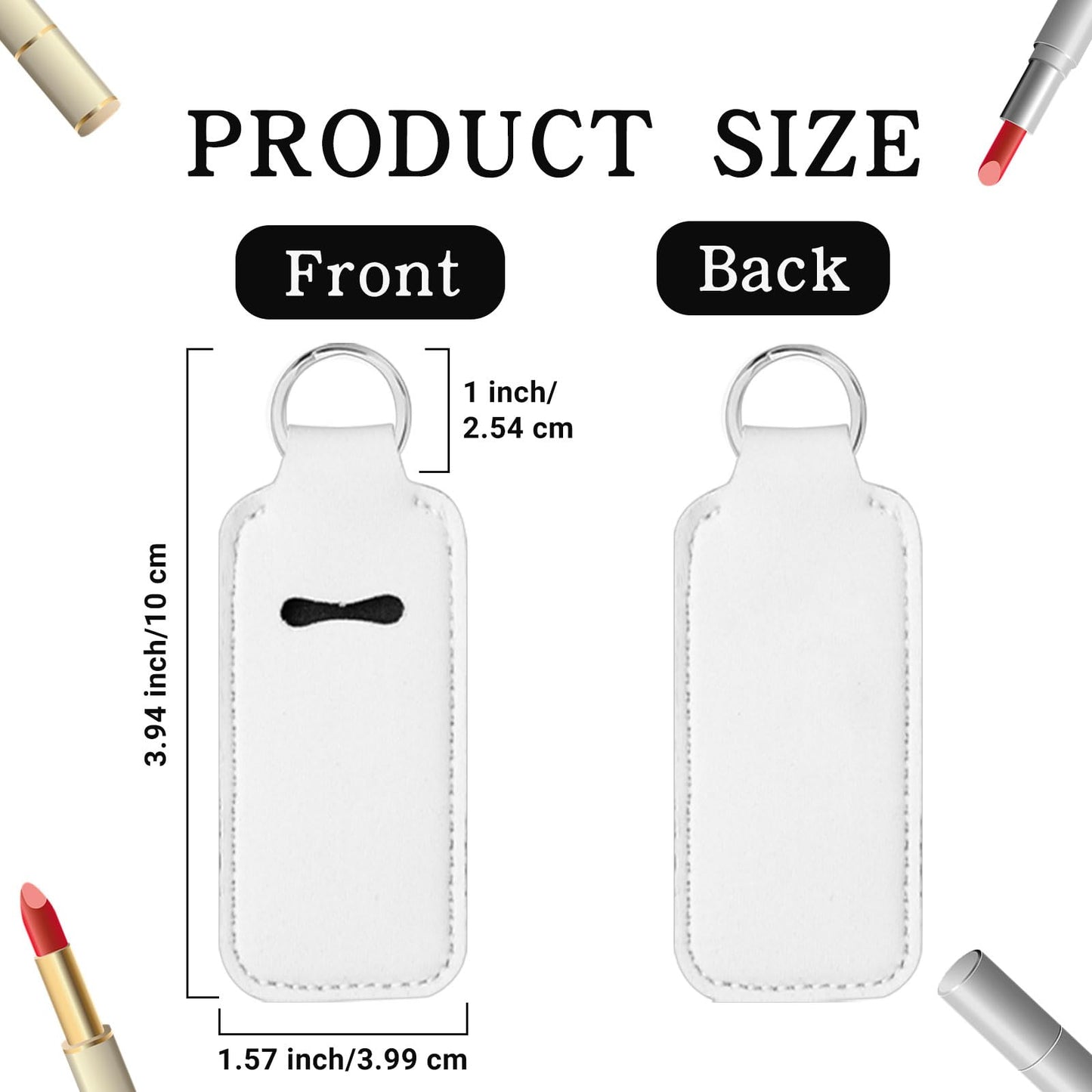 120 Pcs Sublimation Lipstick Holder Keychain with Key Ring Heat Transfer Blank Travel Keychain Small Items Organizer for Women Travel Supplies